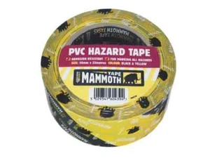 Everbuild Mammoth PVC Hazard Tape 50mm x 33m Black / Yellow & Red/White - Picture 1 of 6