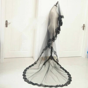 Mesh Goth Brautschleier Spitzenborte Retro Tüll Blumen Braut Accessoire Elegant Neu - Bild 1 von 6