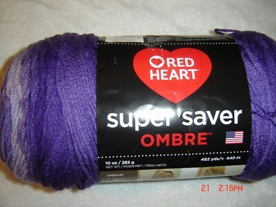1 Sk of Red Heart Super Saver Ombre Yarn in Violet - Image 1 of 2