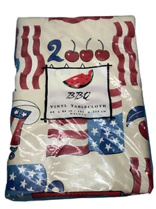Town & Country Living BBQ Oblong Vinyl Spillproof Multicolor Tablecloth 60x84 NO - Picture 1 of 8