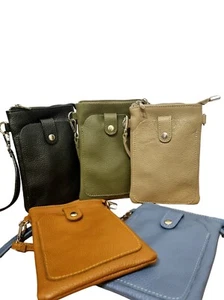 Ladies Real Leather Crossbody Bag Cell Phone Purse Wallet Mobile Pouch for Women - Picture 1 of 15