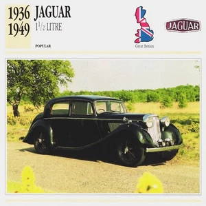 Jaguar 1½ Litre, 1936-1949. Collectors Club card. Classic Cars - Picture 1 of 2