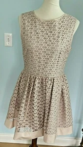 RED VALENTINO DRESS Blush Ribbon Patterned Sleeveless Full Skirt Sz 44 - Picture 1 of 9