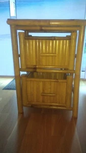 Kommode Beistelltisch Nachttisch mit 2 Schubladen Bambus  - Bild 1 von 6