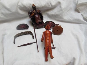 Rickshaw, Coolie, pasajero tallado en madera muy detallado chino para reparación - Imagen 1 de 11