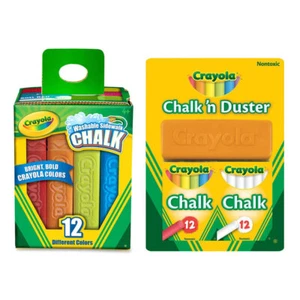 2pc Crayola Chalk N Duster w/ 12PK Crayola Washable Coloured Sidewalk Chalk - Picture 1 of 1