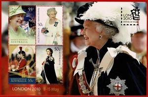 Australia SG#3396 2010 Festival de Estampillas de Londres Reina QEII mini hoja MUH - Imagen 1 de 1