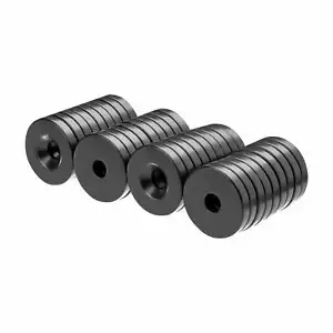 3/4 x 1/8 Inch Neodymium Black Epoxy Countersunk Ring Magnets N35 (36 Pack) - Picture 1 of 2