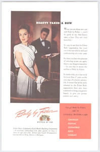 1945 Body By Fisher General Motors Cars Vtg Print Ad Pretty Woman Better by Far - Picture 1 of 2