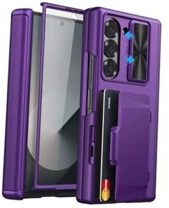 Custodia per Samsung Galaxy Z Fold 6 con Card Z Fold 6 portafoglio viola scuro - Foto 1 di 7