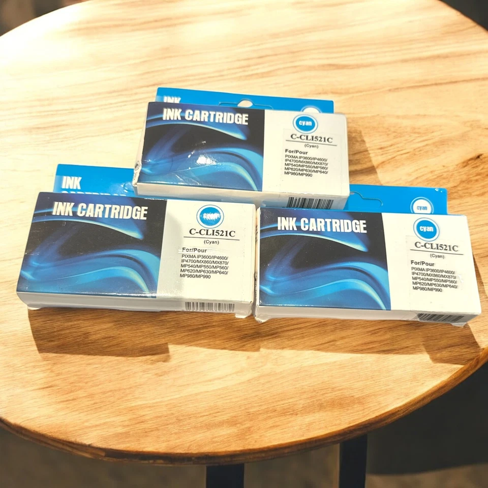 CLI521C Cyan Compatible Ink Cartridge for Canon Pixma iP3600 iP4600 etc - x3 - Image 1 of 1