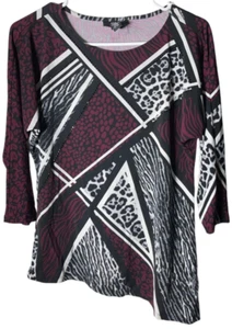 Alfani Womens 3/4 sleeve rhinestone animal print blouse, size Petite Small (PS) - Picture 1 of 5