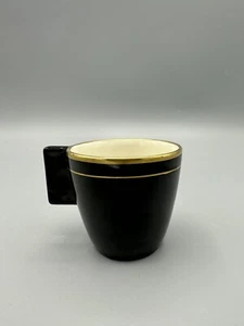 Ivory Lamberton Scammell China Tiny Black Tea Cup Gold Rim Vintage Square Handle - Picture 1 of 5