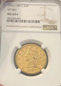 1901-S G$10 Liberty Head Gold Eagle - Sharp Frosty Luster - NGC MS 63 - G2673 - Picture 1 of 4