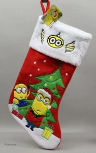 Medias Despicable Me Minions Navidad 20 en rojo y blanco nuevas con etiquetas - Imagen 1 de 1