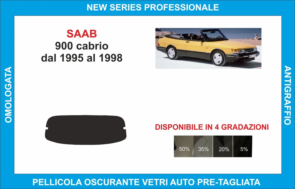 pellicole oscuranti vetri saab 900 cabrio dal 1995-1998 kit lunotto - Imagen 1 de 1