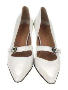WALTER STEIGER VINTAGE WHITE LEATHER MARY JANE PUMPS, SIZE-9B - Picture 1 of 4