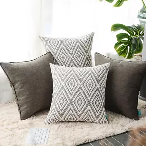 Set of 4 Throw Pillow Covers 20 x20 inches Soft Linen Cushion Covers Square D... - Picture 1 of 7