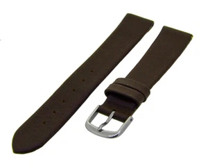 Ersatzband Leder Braun ohne Naht 18mm Dornschließe Silber Uhrenarmband NEU - Bild 1 von 1