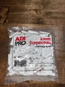 100 Pieces ADI PRO NEW WHITE B Wire Connectors (Plain) - Picture 1 of 2
