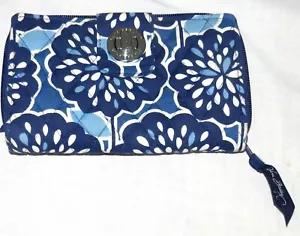 Vera Bradley Damen-Geldbörse mit Reißverschluss dunkelblauem Blütenblatt Spritzer - Bild 1 von 4