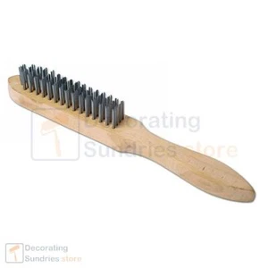 Wooden 4 Row Wire Brush with contoured wooden handle - Picture 1 of 1