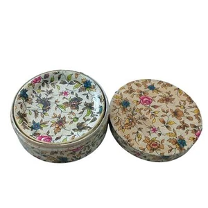 Vintage Celebrate Set of 8 Papier Mache Coasters Floral Boho Traditional - Picture 1 of 6