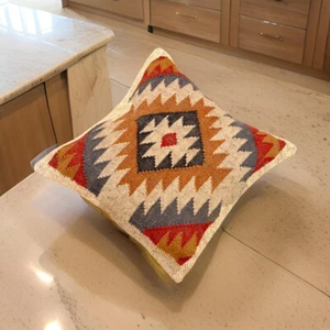 IndianHandmade 04 PC Set Wool Jute Pillow Cushion Cover Kilim Pillowcases Cover - Picture 1 of 5