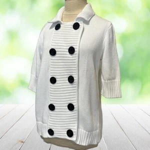 Cárdigan suéter vintage LAUREN JEANS para mujer L blanco anclas náuticas Yachtcore - Imagen 1 de 10