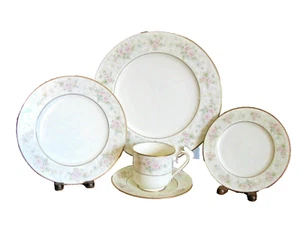 Noritake Japan 5 Pc. Set WILLOWBROOK 9722 Dinner Salad Bread Plate Cup & Saucer - Picture 1 of 8