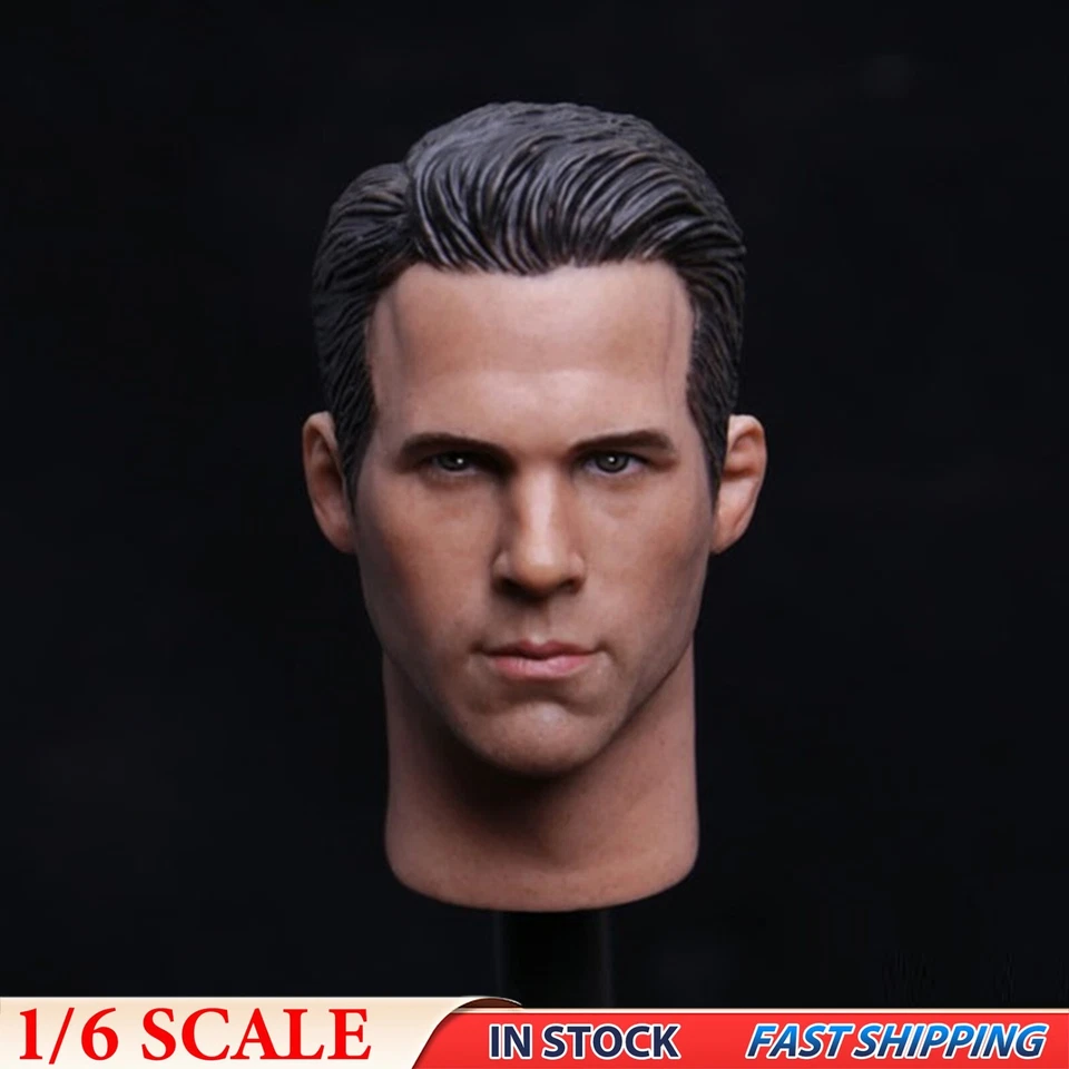 1/6 Ryan Reynolds heroes Man Head Sculpt Fit 12" Hot Toys Male Body Figure Mod - Image 1 of 4
