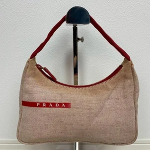 Borsa a tracolla PRADA Sport in tela una spalla borsetta rossa beige logo autentica - Foto 1 di 10