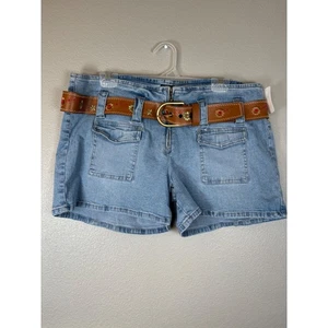 Y2K Bailey's Point Denim Shorts Größe 18 Damen blau Jeans Gürtel Cargotasche - Bild 1 von 9