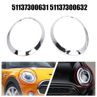 For MINI Cooper F55 F56 F57 2014 2024 Silver Headlight Trim Ring Covers Pair - Image 1 of 4