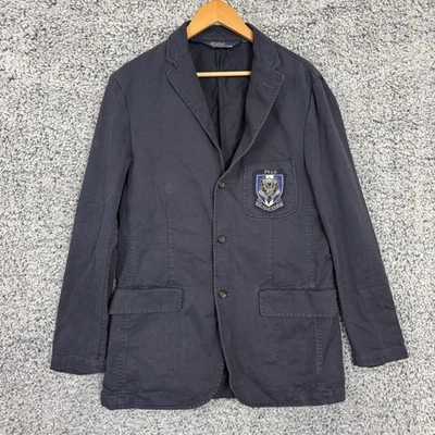 Blazer Vintage Polo Ralph Lauren Para Hombres Mediano Azul Marino Chaqueta Cresta Parche Abrigo Deportivo Foto 1 de 4