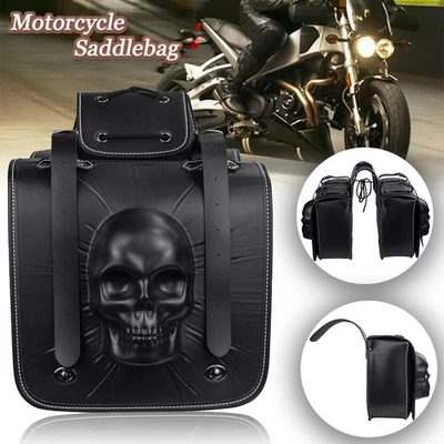 Motorcycle Saddle Bag Tool Side Bag Leather Fit For Yamaha VMax1200 VMax1700 - Image 1 of 4