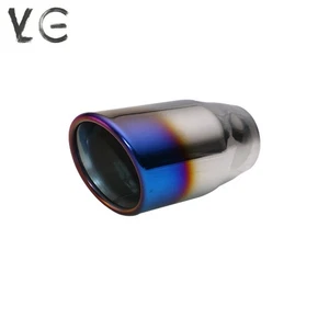 2'' Inlet 3'' Outlet Universal Double Wall Oval Car Welding Exhaust Tips Blue - Picture 1 of 8