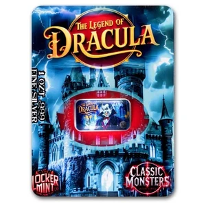 1 oz Cast Poured Silver Bar Colorized - The Legend Of Dracula (COA)🔥 SN:#5/249 - Picture 1 of 2