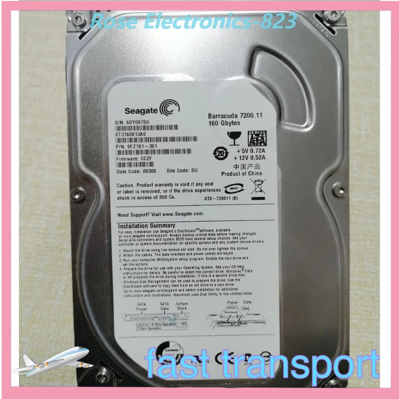 Original Seagate 160GB ST3160813AS 7200RPM SATA 3.5" HDD Hard Disk Drive - Image 1 of 3