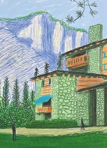 DAVID HOCKNEY - The Yosemite suit - House with green and brown - signed, 62/500 - Picture 1 of 4