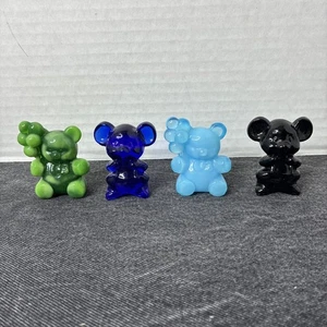 4 Boyd Glass Figurines 2 Willie The Mouse And 2 Patrick The Bear. (#212) - Picture 1 of 18
