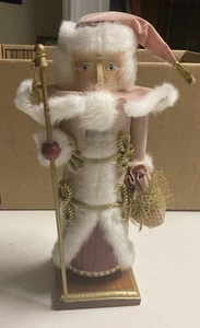 Pink Father Christmas 13inch Tall Nutcracker Decoration - Picture 1 of 6