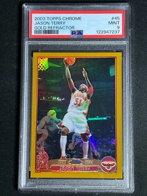 2003 Topps Chrome Gold Refractor Jason Terry #45 PSA 9 MINT SSP /99 Hawks RARE - Image 1 of 2