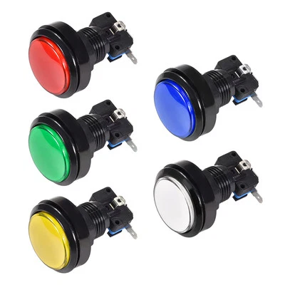 Game Push Button 46mm Round 12V LED Illuminated Push Button Switch 5 pcs - Image 1 of 3