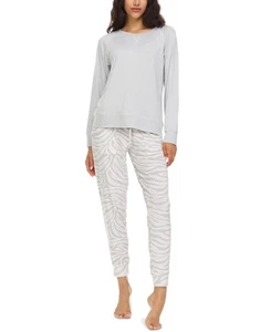 Conjunto de camiseta lisa y pantalones de pijama de terciopelo estampado Flora by Flora Nikrooz para mujer - Imagen 1 de 1