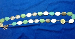 LIZ CLAIBORNE VINTAGE NECKLACE 16" POLISHED STONES BLUE & WHITE 033024B - Picture 1 of 9
