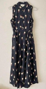 Kate Spade New York Pineapple Dress Size 0 Black Silk 100% Good Condition HN4318 - Picture 1 of 6