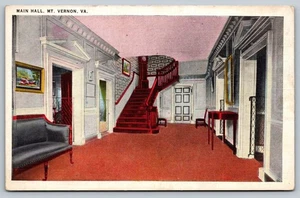 Sala Principale Vintage Mt. Cartolina di lino Vernon VA palazzo coloniale - Foto 1 di 2