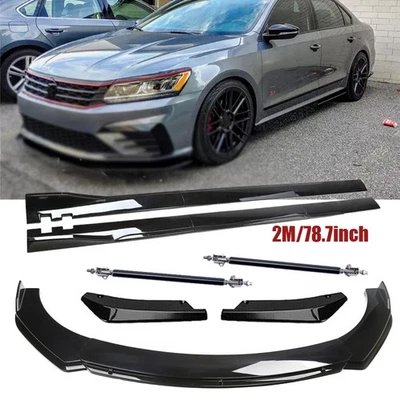 For Volkswagen PASSAT Front Bumper Lip Splitter Spoiler Side Skirt Glossy Black - Image 1 of 4