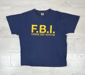 T-shirt F.B.I vintage anni 90 come pornostar sexy blu uomo taglia XL - Foto 1 di 12